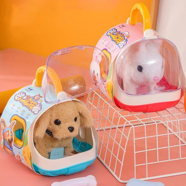 Plush Puppy Toy Electronic Interactive Pet Dog Walking Barking Realistic Stuffed Animal Pretend Play Set for Children Girls 241219