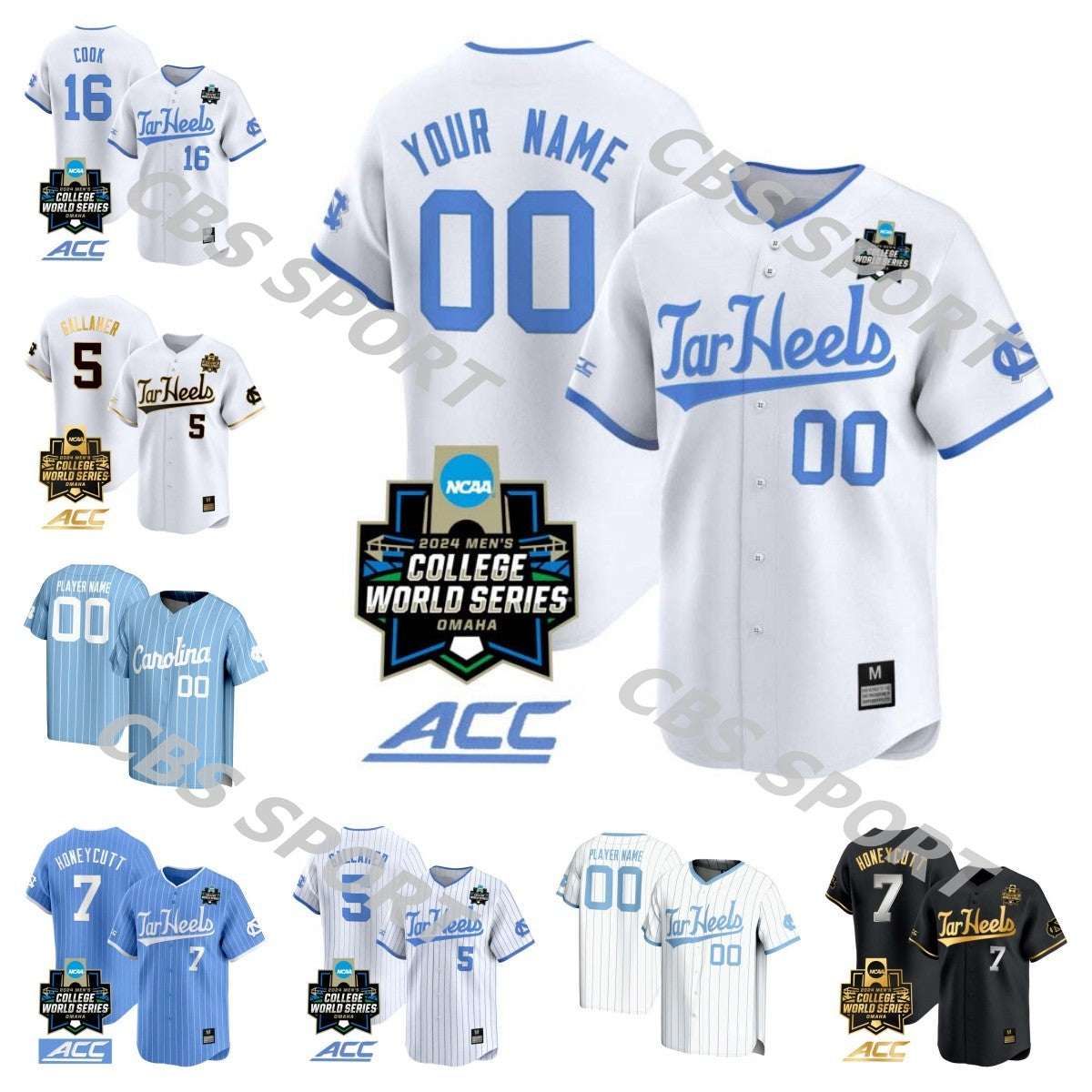 Vance Honeycutt North Carolina Tar Heels 2024 Baseball World Series Jersey NCAA Mac Horvath Casey Cook Alex Madera Alberto Osuna Anthony Donofrio Lu