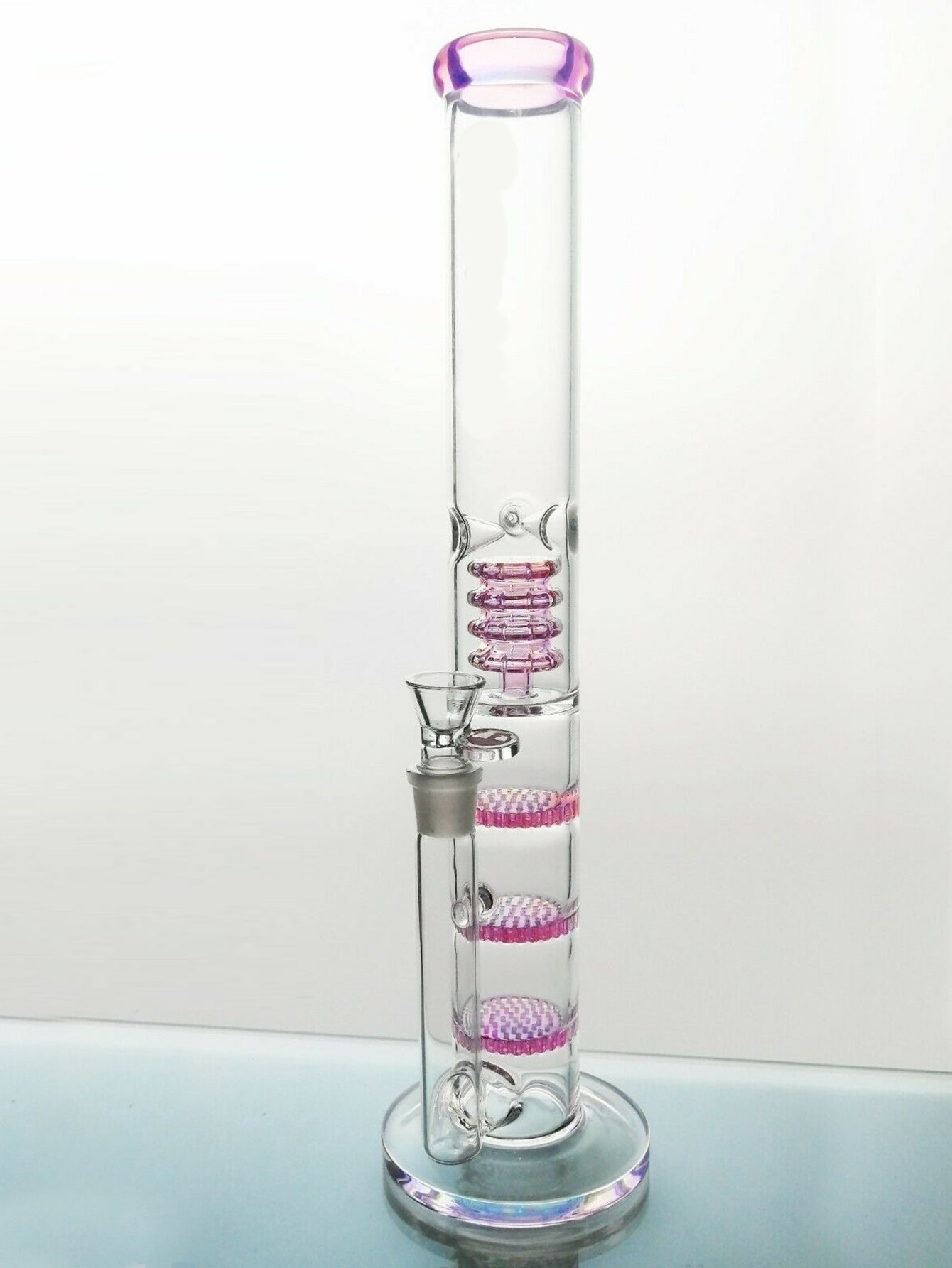 Glass Bongs Honeycomb - Height 17in Three Layers Percolator Birdcage