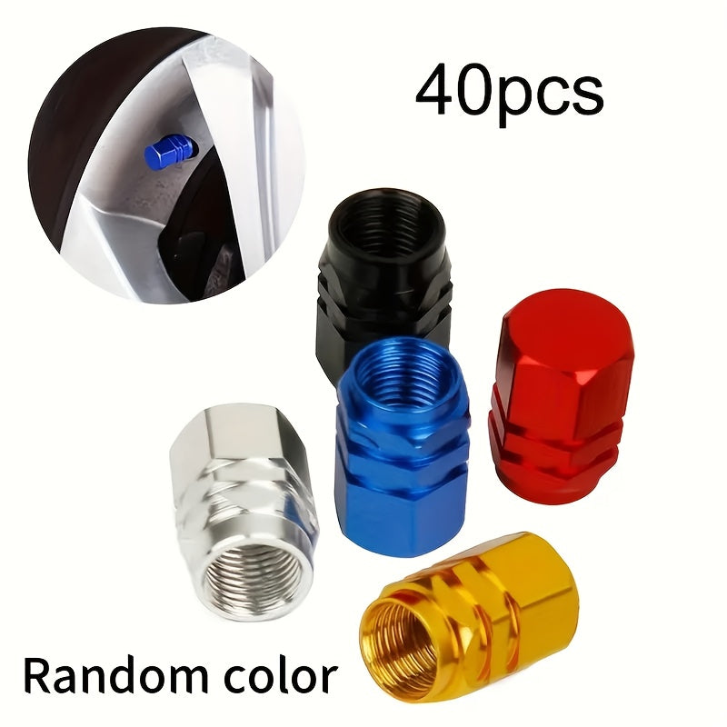 TEMU 40pcs Automobile And Bicycle Valve Caps - Durable Tire Caps, Aluminum Alloy Car Tire Valve Stems, Tire Valves Covers, Resistant Tire , Wheel