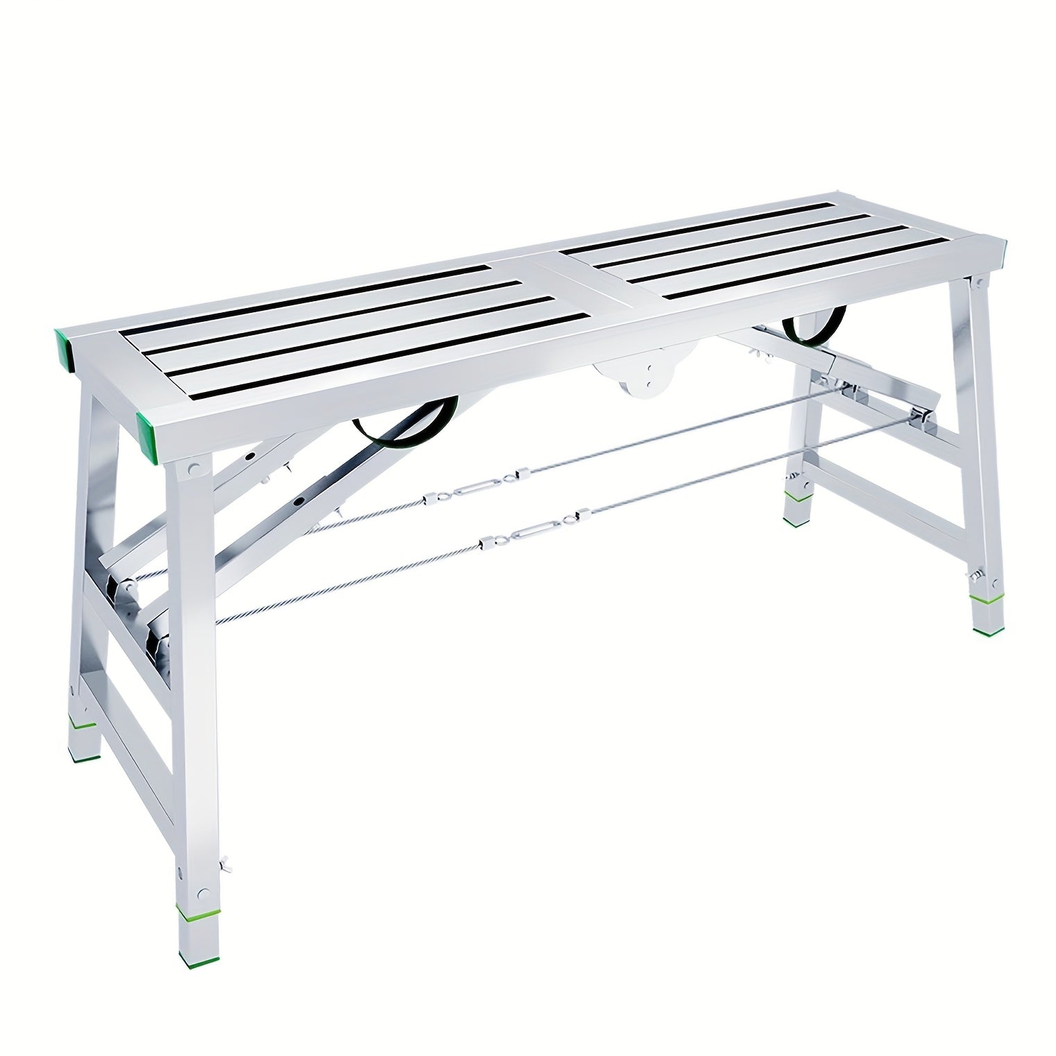 TEMU 15.75'' Width Work Platform Steel Folding Step Ladder Thicken Scaffolding Portable Stage Adjustable Height Work Drywall Bench Heavy Duty