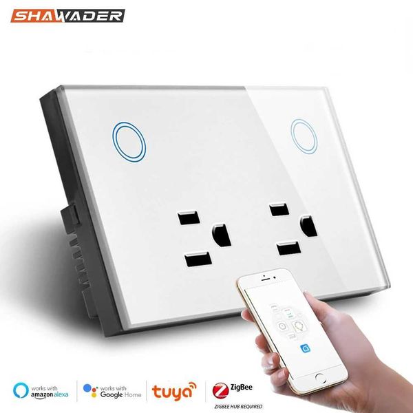 Sockets WiFi Tuya Smart Wall Socket US Electrical Plug Outlet 10A Power Touch Switch Wireless Remote Work with Alexa Google Smarts Home Y240