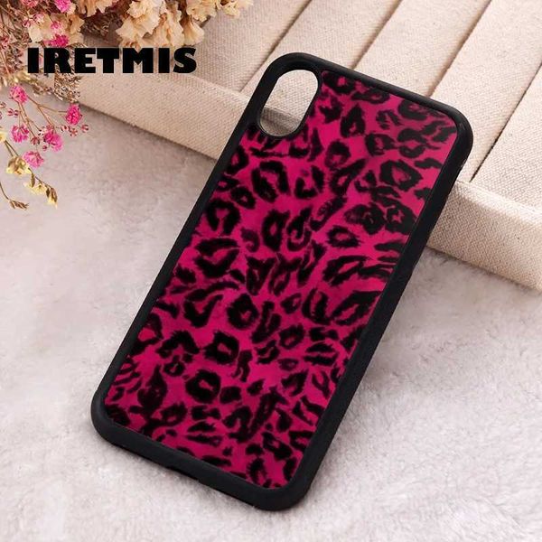 Cell Phone Cases Iretmis phone case suitable for iPhone X XS Max XR 11 12 13 PRO MINI 14 15 16 Plus rubber silicone hot pink leopard J241105