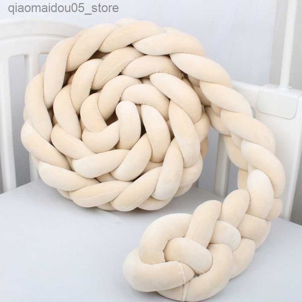Plush Dolls Bed Rails 4 Strands Baby Crib Braid Bumper Cot Side Protector Infant Bebe Bedding Set For Baby Girls Boys Braid Knot Pillow Cush