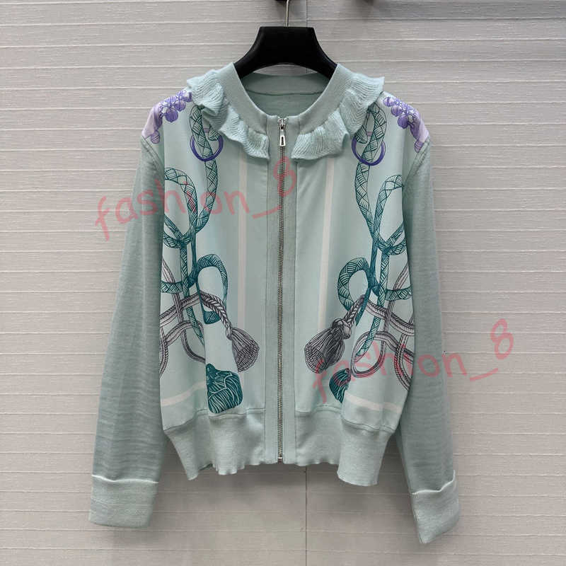 Designer Women&#039;s Jackets 25 Autumn Winter New runway Rope Print Pattern Spliced Outerwear women Coats Wool Knitted Cardigan jacket coat for wom