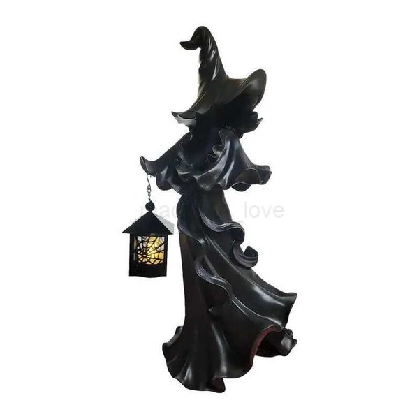 Witch Decoration Lantern Cracker Barrel Ghost Witch Messengers With Lantern Scary Resin Sculpture For Halloween ThanksgivingM240710