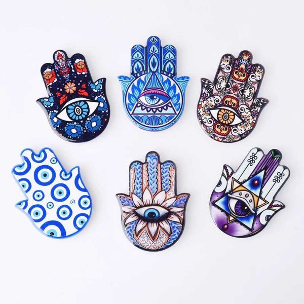 Creative Ceramic Hand Refrigerator Magnetic Stickers Hamsa Refrigerator Magnets Angel Eye Magnetic Fridge Magnets Home Decor Y240816