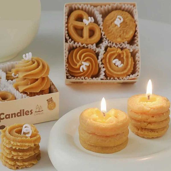 Four Cookie Aromatherapy Candles Wholesale Aromatherapy Gift Box with Creative Candles Fashion Gift Modeling Wax X241004