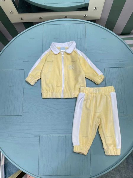 Top newborn baby jumpsuits infant bodysuit kids designer clothes two-piece set Corduroy collar jacket and sweatpants