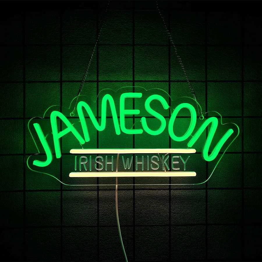 Jameson Irish Whiskey Neon Sign For Wall Decor LED Neon Sign For Bar Man Cave Bedroom Home Beer Bar Pub Business Club Party XJ250626