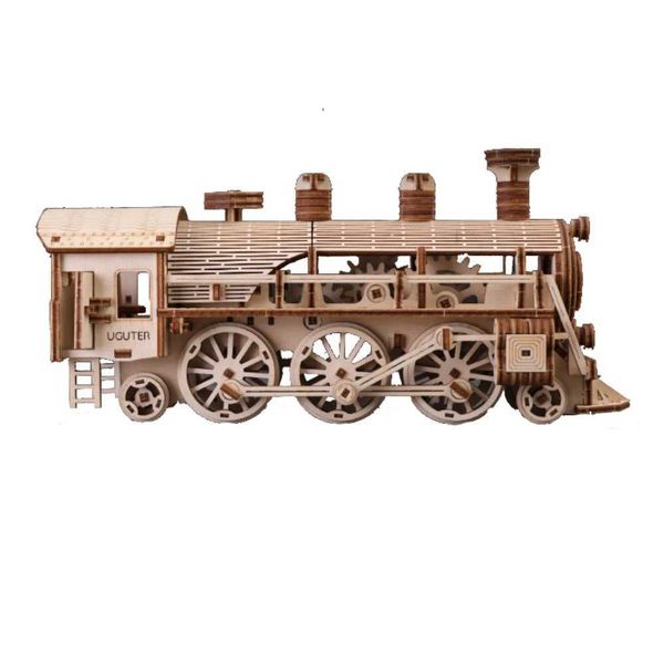 Puzzles 3D Wooden Gear Classic Train nical Puzzle Toy Assembly Building Models Contruction for Adults Brain Teaser Steam Locomotive