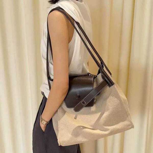 Bag 2024 Spring-Summer Casual Versatile Belt Canvas Handheld Shoulder Tote Generous Women&#039;s Bag New Style