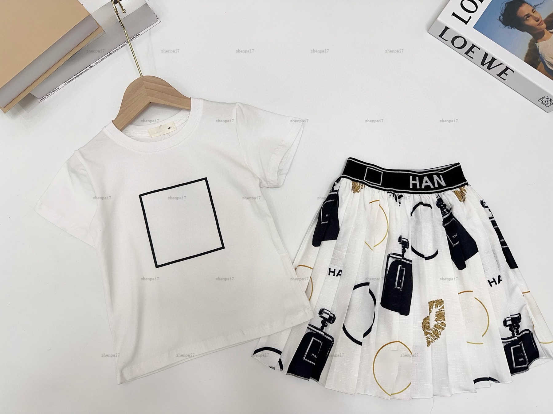 Top girls dress summer suits baby overskirt kids designer clothes logo printed Hickey pattern printing T-shirt and shorts