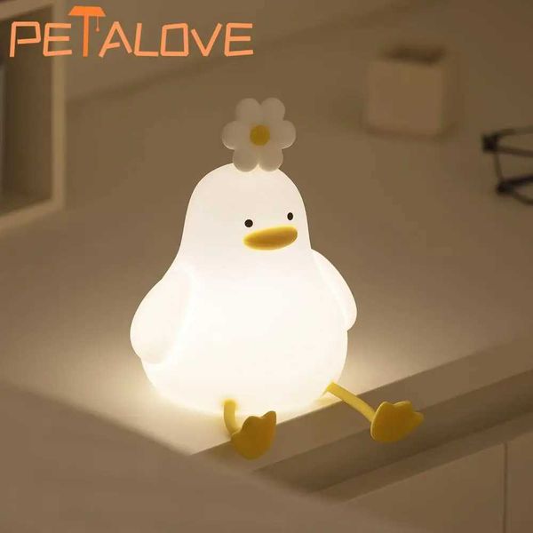 Tap Control Duck Night Light Level 3 Brightness Large Battery Alarm Clock Comfortable and Soft Childrens Safety Light Cute Gift M241025