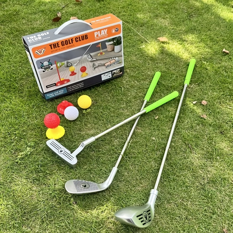 TEMU An Adjustable Children's Golf Ball Playset With 3 Telescopic Clubs, 3 Balls, 2 Targets And 2 Bases - Ideal For Indoor And Outdoor Sports Games