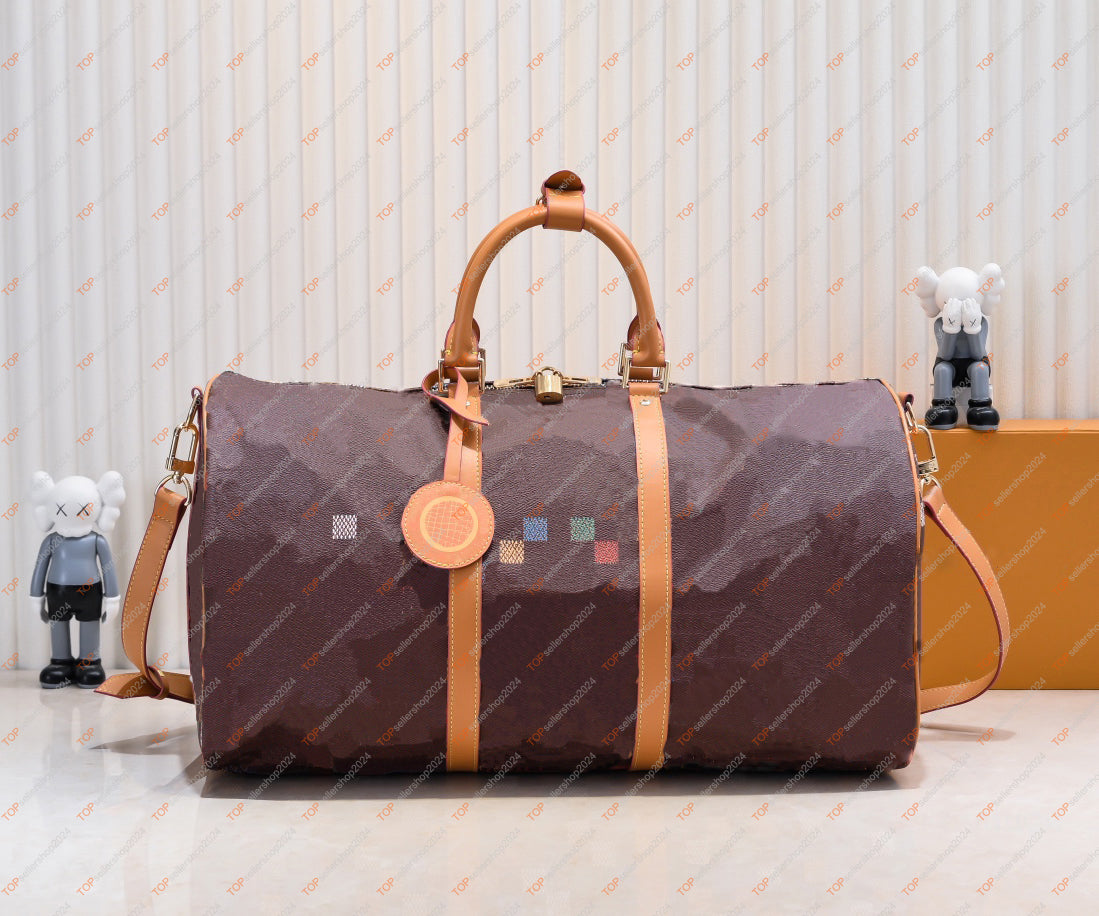 Keepall 50 Luxury Designer Men&#039;s Travel Bag New Color Checkered Duffel Bags Handbag High Quality Canvas Leather Large Capacity Shoulder Boston