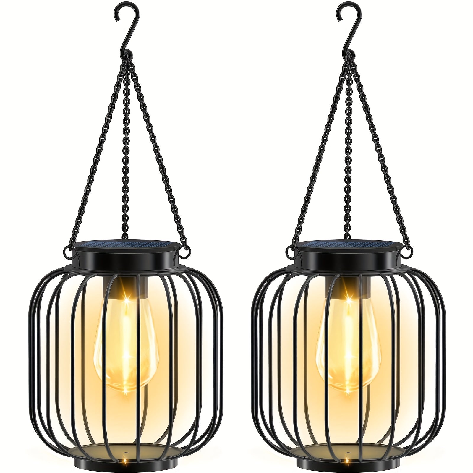 TEMU Solar Outdoor Lights 2 Pack Hanging Solar Lights Metal Solar Lights Outdoor Solar Outdoor Tree Lights Decoration Desktop Garden Courtyard Yard
