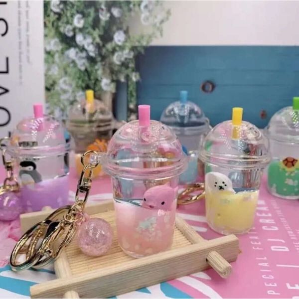 Party Favor Animal Bubble Milk Techain Creative Mini Coconut Beverage Acrylic Moving Liquid Oil Drop Jewelry Gift Qh27