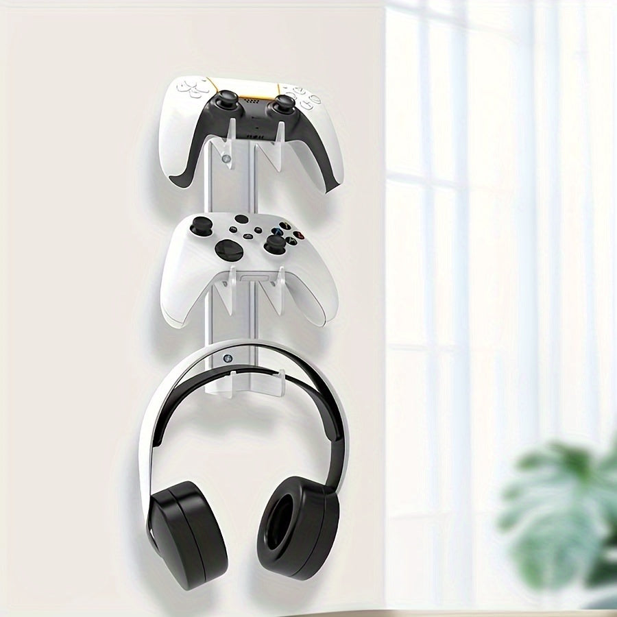 TEMU Space-saving Wall Mount For Gaming Controllers & Headsets - Fit For Ps5, Ps4, , For Switch | Acrylic Clamp Design