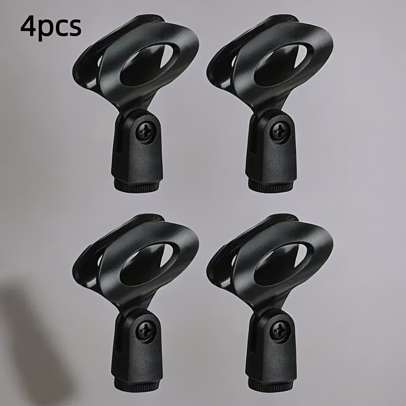 TEMU 4 Pack Universal Microphone Clip Holders - Rotatable Stand Clips For Handheld Wired & Wireless Mics, Durable Plastic Construction, Compatible