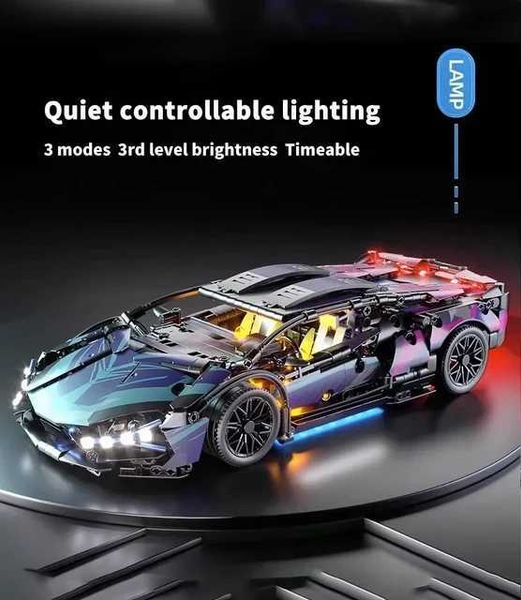 Cool racing building block toy car model supercar puzzle assembled building block ornament birthday gift for boysXJ241230