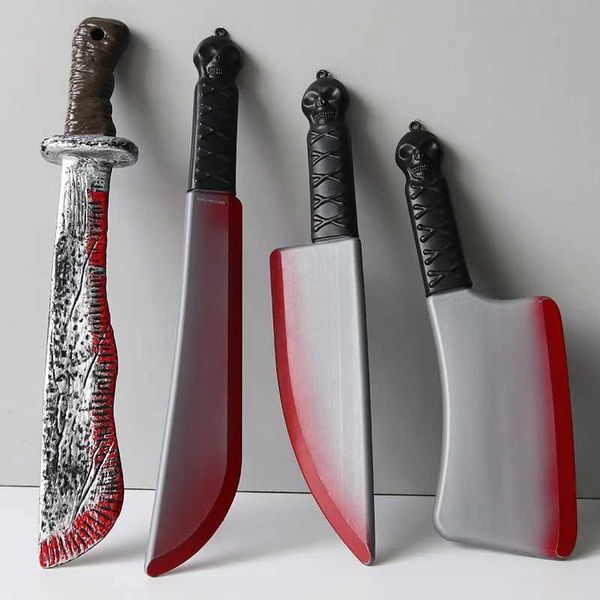 Halloween Bloody Knife Party Decoration Sharp Plastic Toy Simulation Kitchen Kitchen Faca adereços complicados da faca curvada Halloween ade
