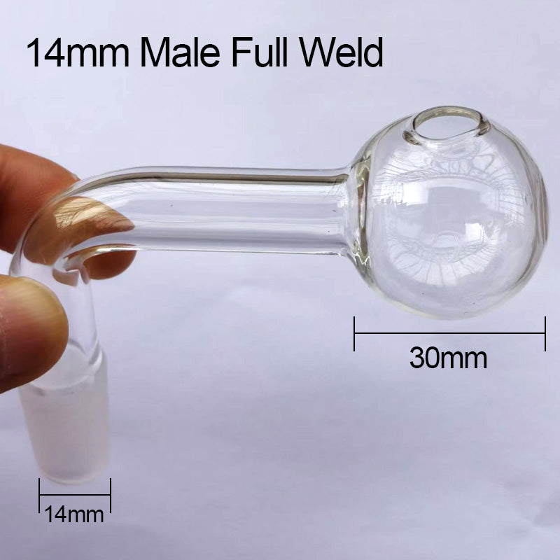 30mm Bowl Glass Oil Burner Pipe Full Weld 14mm Male 90Degree Smoking Bowl Bubbler Thick Pyrex Slide For Hookah Bong