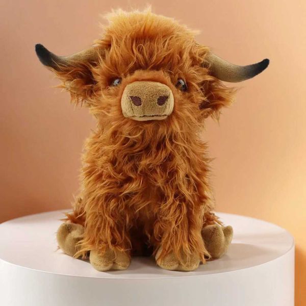 Cute Highland Cow Farm Plushie Realistic Plush Toy Doll Soft Highland Cow Accpany Plush Toy Birthday Kids Baby GiftT250113