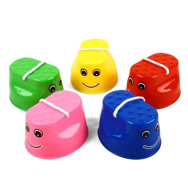 7 Colors Available Smiling Face Stilts Outdoor Sports Kindergarten Puzzle Teaching Aids Children Interactive Exercise ToysC250118