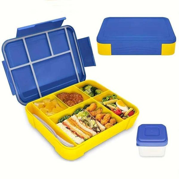 Spacious 1330ML Bento Lunch Box with 6 Compartments - Adult Food Container for Work or School - Microwave and Oven SafeXJ240829