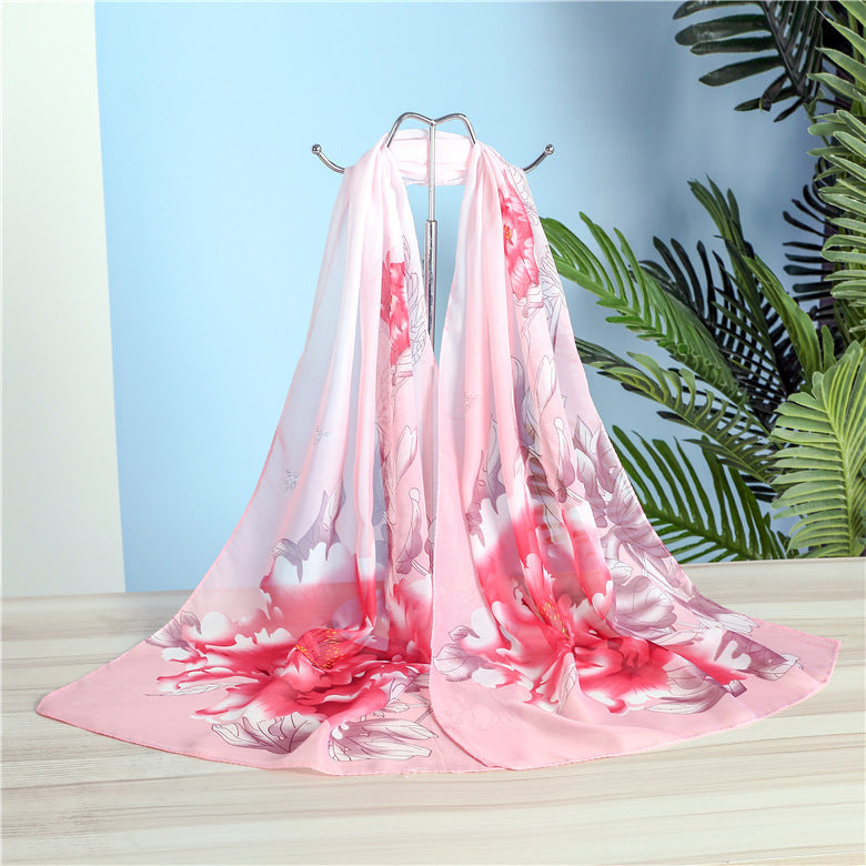 K1047 Magpie Heralds Spring Chiffon Long Silk Scarf Women&#039;s Thin Outerwear Small Shawl Cheap Gift Spring and Summer Sunscreen Sand