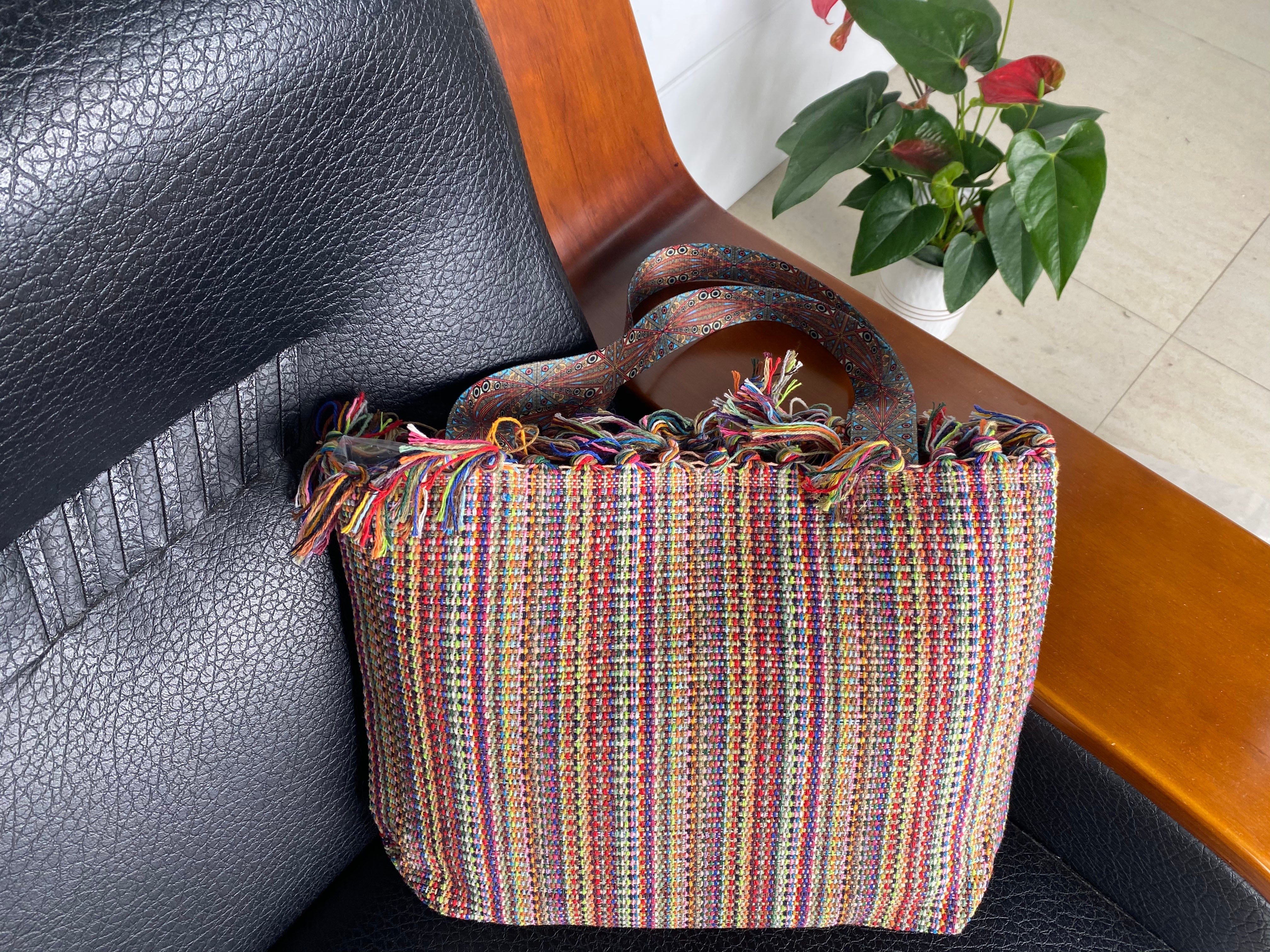 Handwoven Vintage Linen Crossbody Bag for Women - Simple & Artsy Handbag