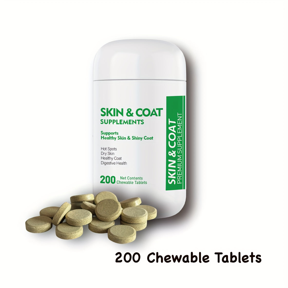 TEMU Skin & Coat For Dogs, For Dogs, Supplement For Dogs With Nutritional Needs, Skin Coat, Shedding, Support Healthy Shiny Hair, 200 Tablets