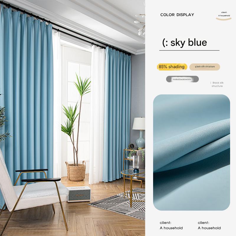 YL-36788 cream blackout curtain 2025 new thickened bedroom living room hook-style light luxury modern simple bay window