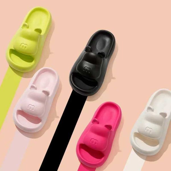 Summer Slippers Bathroom Platform Non-Slip Home Bear Cartoon Flip Flops Beach Women Slipper Sandals Slides Indoor Outdoor SandalC241115