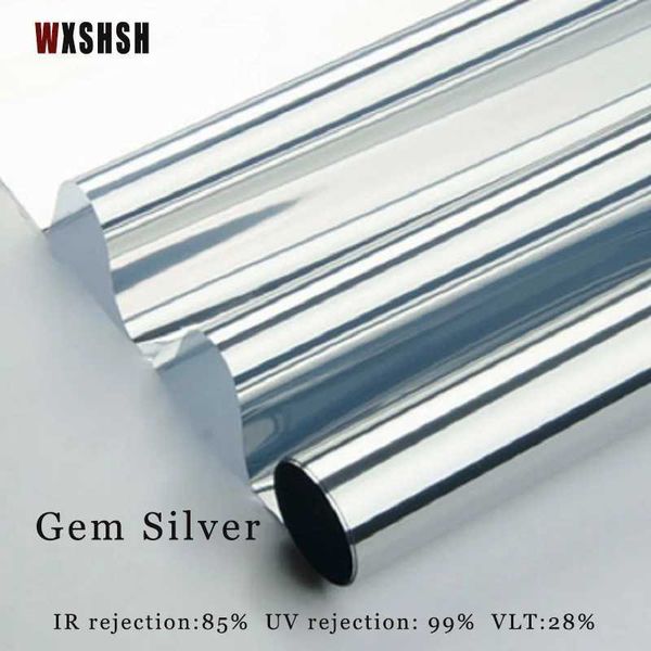 Window sticker UV-Proof Heat-Control PET One Way Mirror Reflective Film Privacy Protection Self-Adhesive Decorative Home Silver Y240810