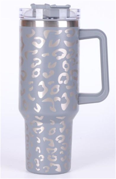 Mugs 40oz Leopard Stainless Steel Tumblers With Handle 1200ml Water Bottle Portable Outdoor Sports Cup Beer Mug Insulation Travel Vacuum Fla