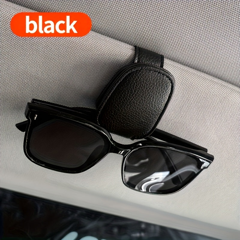 TEMU Car Sun Visor Fashion Glasses Holder Clip - Durable Pvc Material, Beige -like Texture, Secure Glasses Storage For Vehicle Interior Accessories,