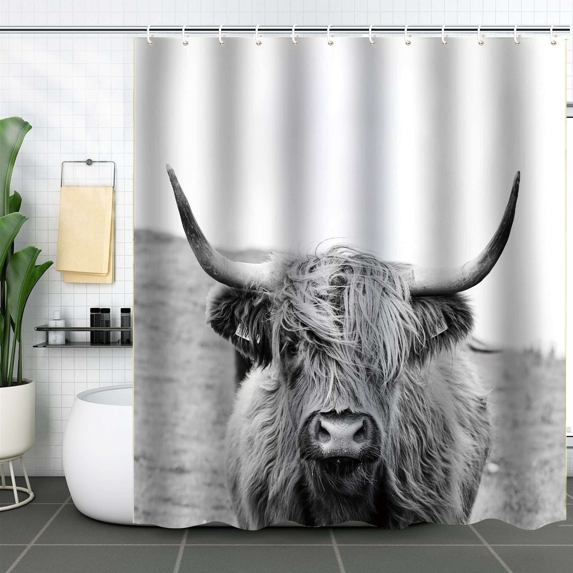 YL-37502 Hot selling digital printed shower curtain animal waterproof, mildew-proof and moisture-proof bathroom dry and wet separation curtain