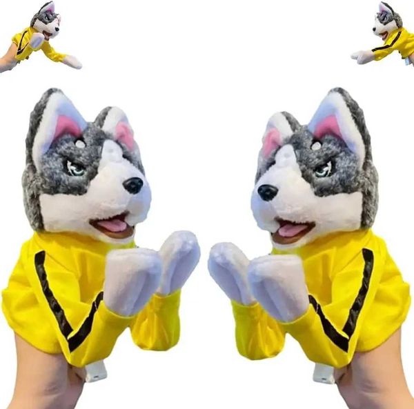 Electric Sounding Hand Puppet Dog Toy Childrens Plush Boxing Husky Doll Interactive Tricky Child Soothing Toy Gift Hand PuppetXJ240827