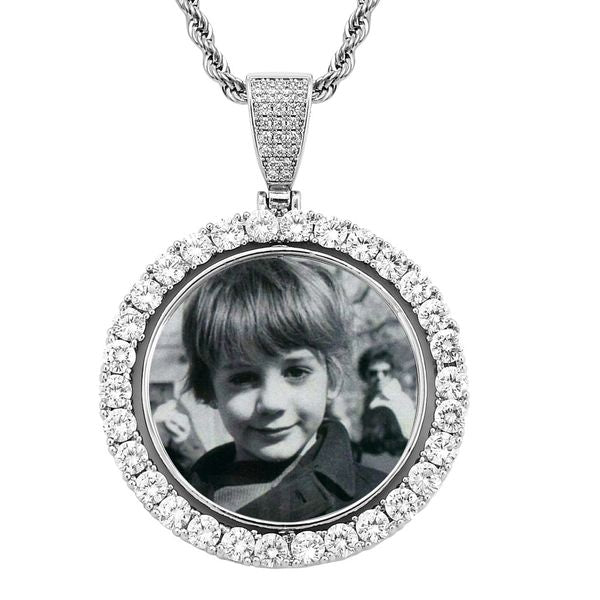 Rope Chain Picture Necklace Designer for Women Men Circular Photo Frame Rotatable 2 Sided Photo Pendant Necklaces Collection Commemorative o