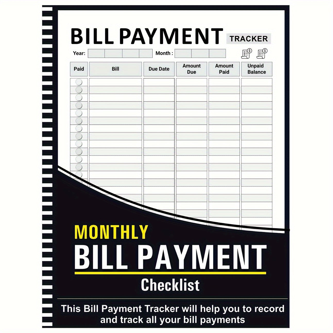 TEMU 1 Monthly Bill Payment List, Spiral Bound Bill Tracking Notebook, Office Supplies, Calendar And Personal Planner, Adult Use, Chinese Language
