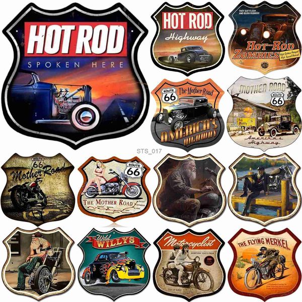 Metal Painting Hot Route 66 Metal Tin Signs Vintage Shield Signs Iron Painting Wall Art for Beer Bar Pub Cafe Game Room Garage Decor