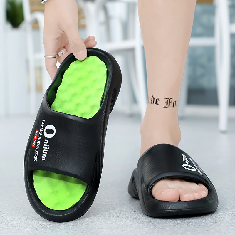 2024 New Men Massage Slippers Slides Indoor Outdoor Sandals Beach Casual Shoes Comfortable Sole Men&#039;s Slippers Big Size 38-47