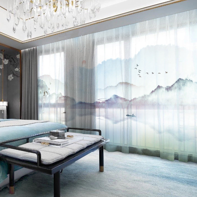 YL-36692 Chinese style curtain for the whole house, new Chinese style, Jiangnan retro classical Hui style ancient building, living room villa blacko