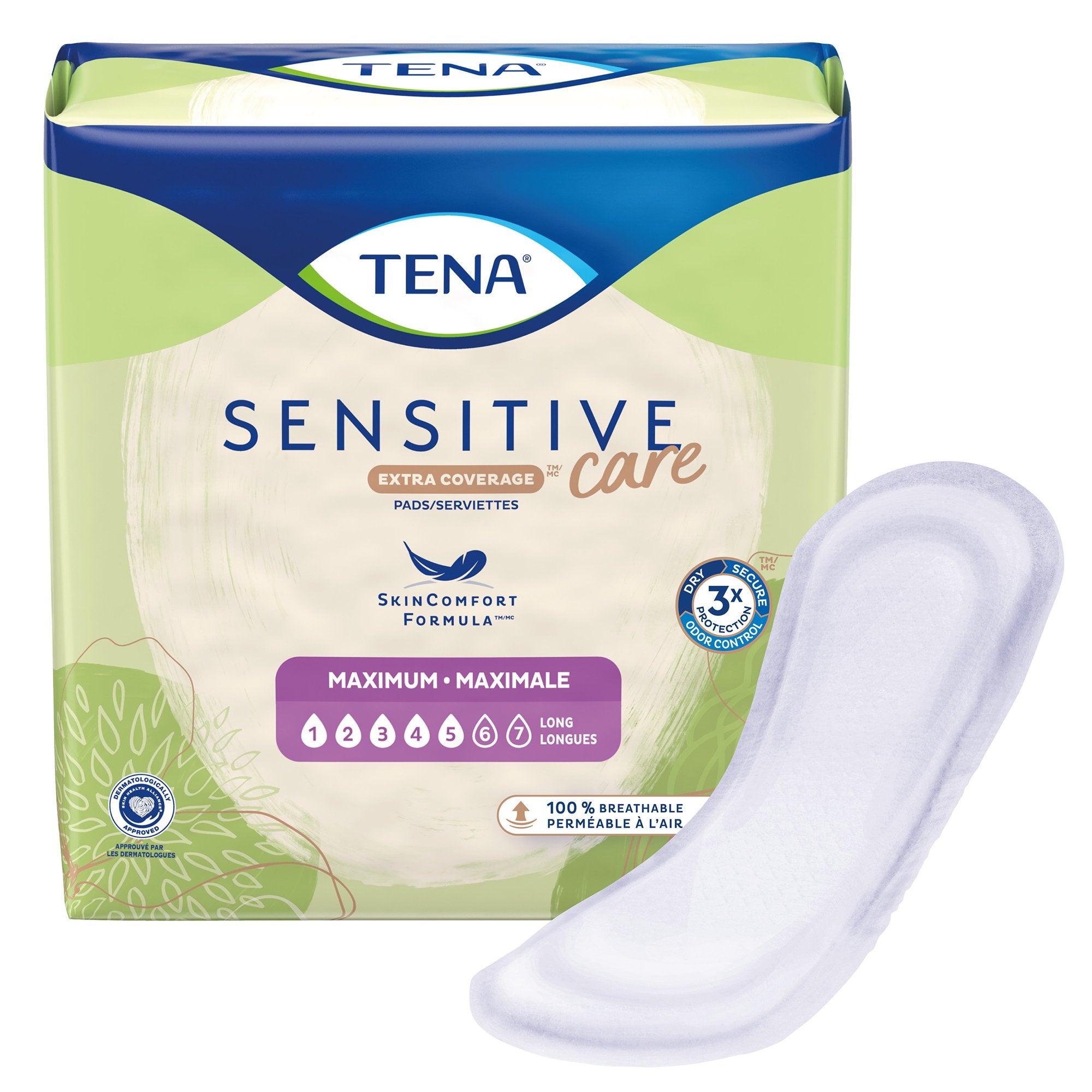 TENA Sensitive Care Bladder Control Pad, Heavy Absorbency, 15", Case of 72