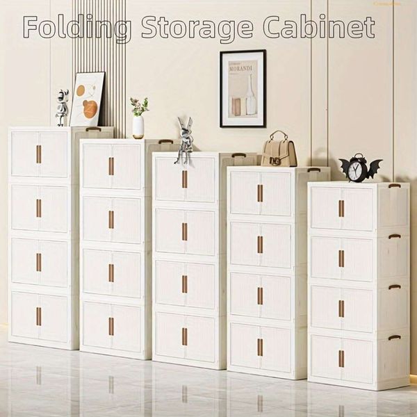 1pc Large-capacity 4-5tier White Stackable Foldable Storage Bin-wardrobe Ideal Bedroom and Living Room Perfect for Clothes, Toys, Books, Sna