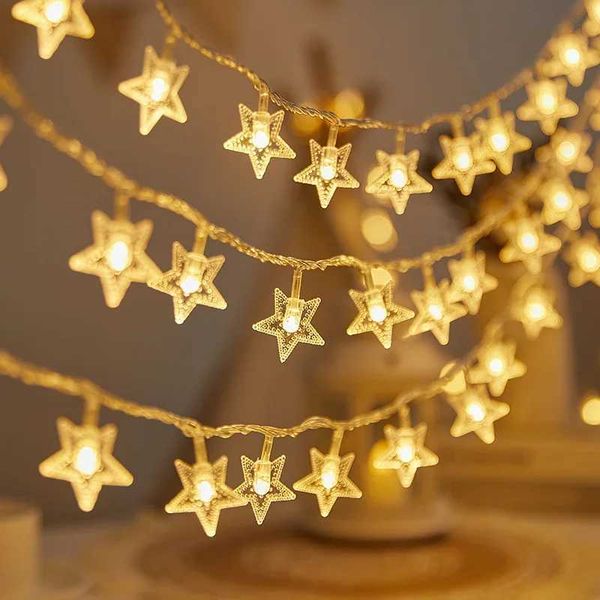 1.5M LED Star String Lights Christmas Garland Battery Box Powered Wedding Party Curtain String Fairy Lamps for Home Z250120
