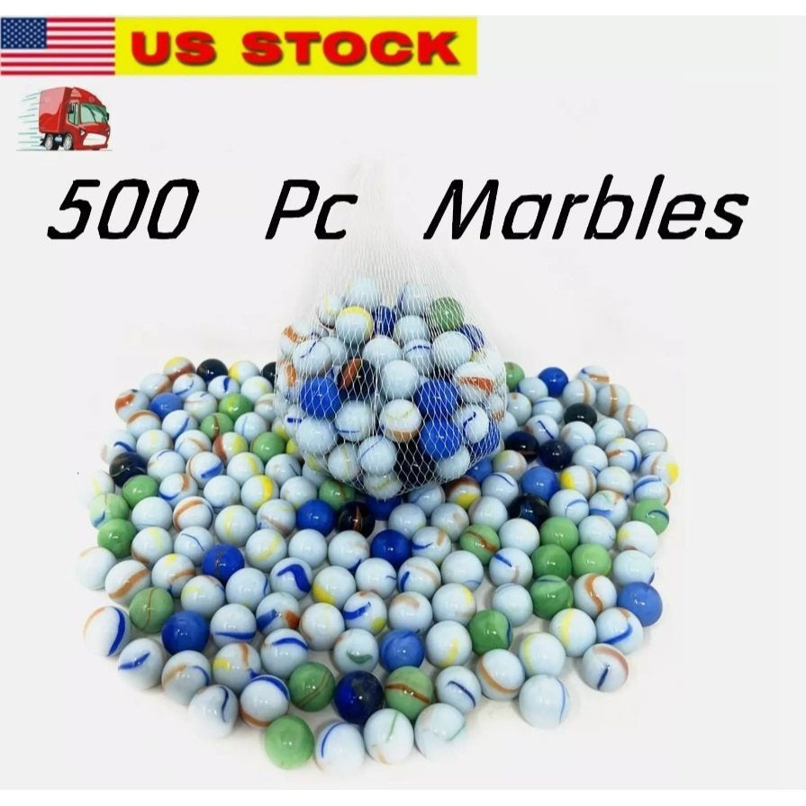 TEMU 500 Pcs Colorful Glass Marbles Set 16mm 5-8" & Solid Colored Assorted Glass Shooter Marbles For Aquarium Decor, Craft Projects & Decorative Bulk