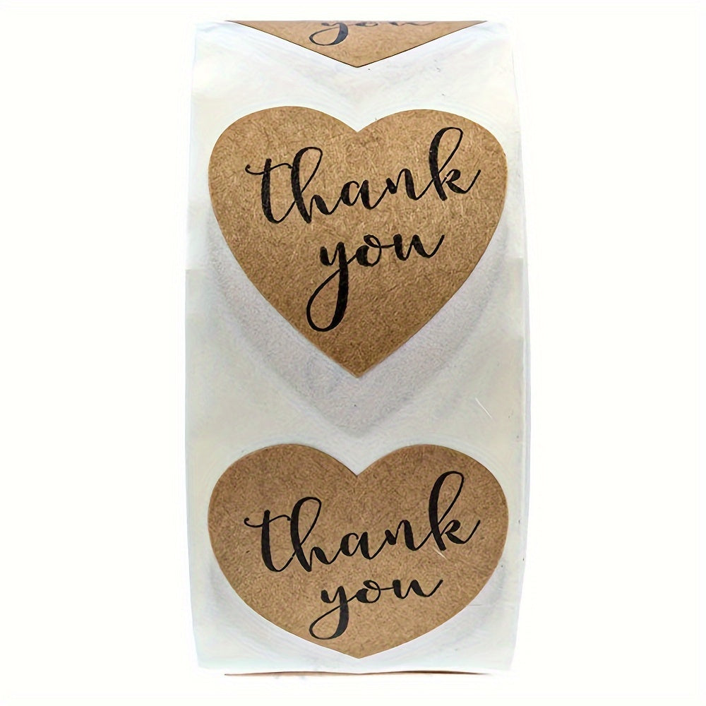 TEMU 500pcs Heart Shaped Thank You Stickers - 1 Inch Paper Graphic Seals, Self-adhesive Single Use Decorative Labels For Scrapbooking, Envelopes &